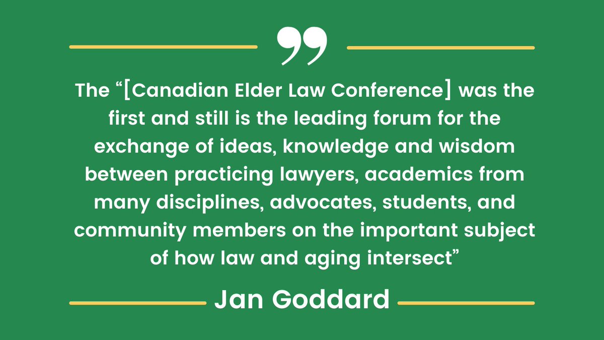 Check out our new blog! "Inspiring Conversations About Elder Law: The 2023 Canadian Elder Law Conference and CCEL" features Jan Goddard, a longtime supporter of the Canadian #ElderLaw Conference (register at: lnkd.in/gsdQEmnz)

Read the article: lnkd.in/g_gSkwpw