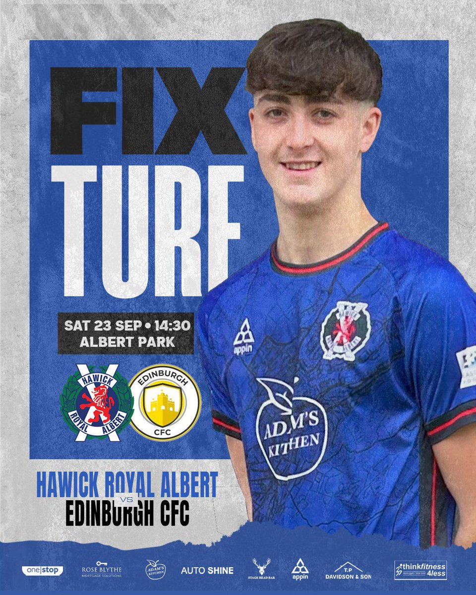 HawickRA's tweet photo. ππππ ππππππππ!
π | @EastScotlandFA Third Division
β½οΈ | @EdinburghCFC
π | League Position: 7th
ποΈ | Saturday 23rd September
β±οΈ | 2:30pm
ποΈ | Albert Park
ποΈ | Adults Β£6 - Concessions Β£4 - U18s free
#HRA | #EOS | #EdinburghCommunity https://t.co/MeFoKyKhEs