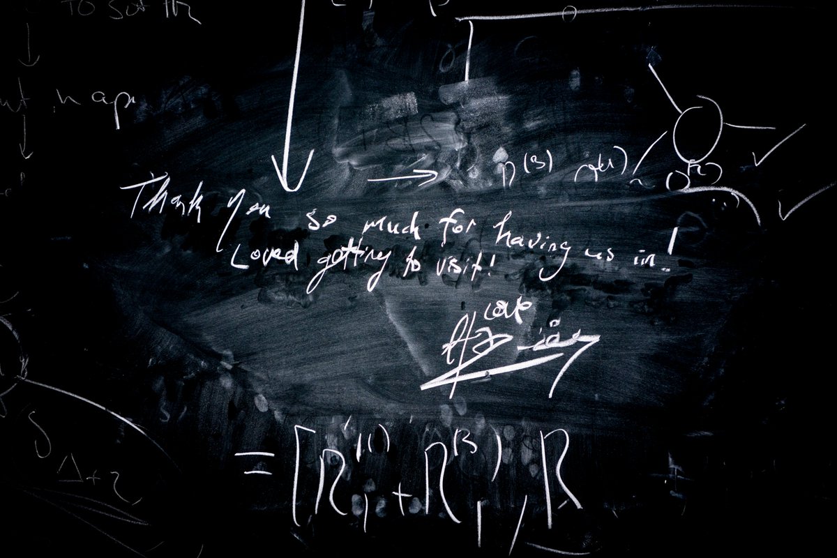 AstroKatie's tweet photo. It was so lovely to host @Hozier for a visit to @Perimeter  yesterday! We talked black holes and dark matter, quantum gravity and the Einstein Field Equations. Such a rare pleasure to get to share my passion for physics with someone whose work is so meaningful to me! https://t.co/JSgdgFzdJX