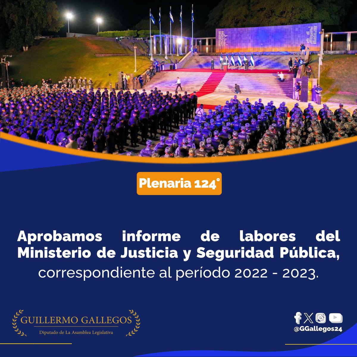 GGallegos24's tweet photo. #Pleno124|
Aprobamos la Memoria de Labores de @SeguridadSV, correspondiente al trabajo ejecutado por esta cartera de Estado en el periodo 2022-2023. https://t.co/s4EaYMeEsD