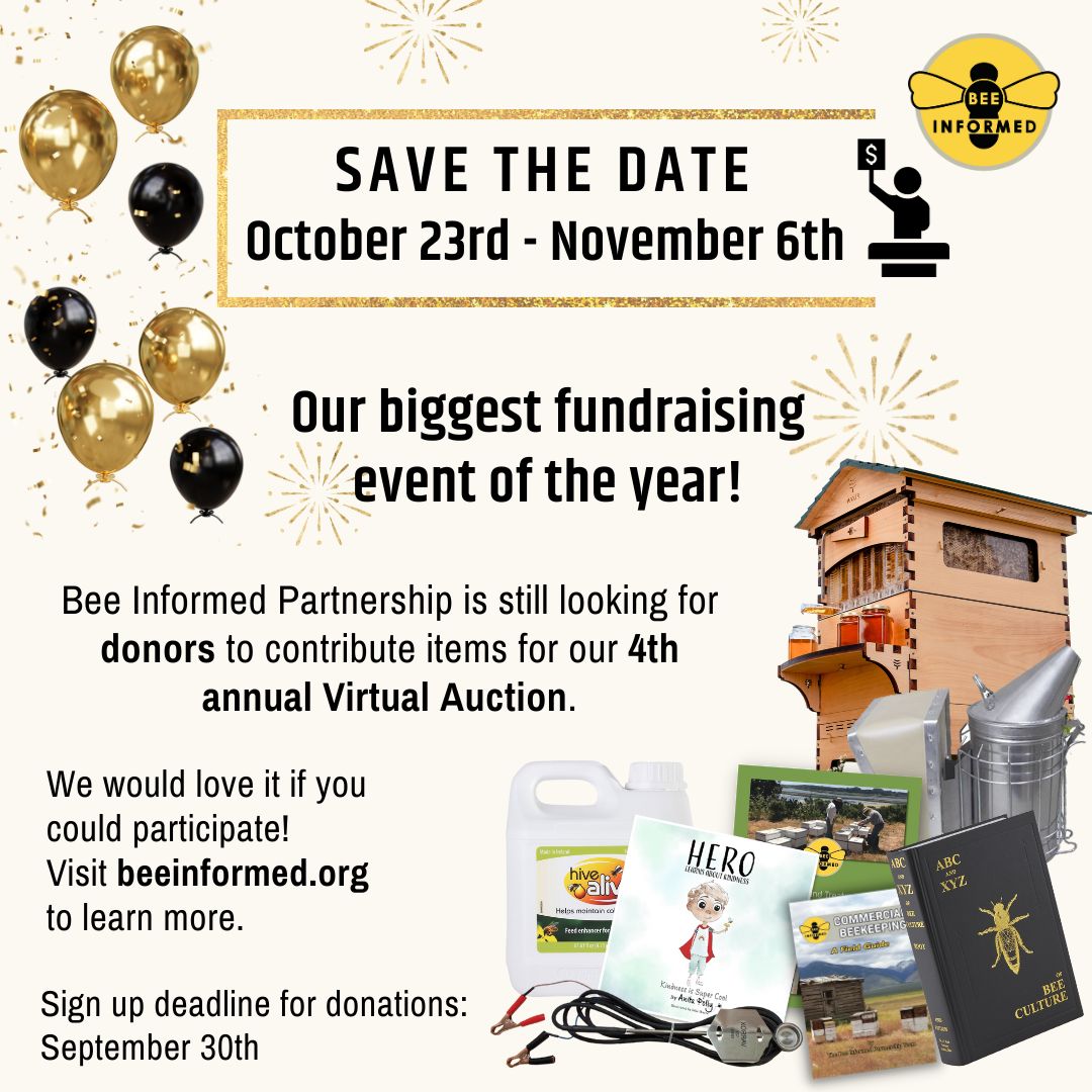 BIP’s annual Virtual Auction is coming up soon — don’t forget to visit beeinformed.org to learn more about how you can participate by donating or bidding!
#beeinformedpartnership #bipvirtualauction #savethebees #beetogether
