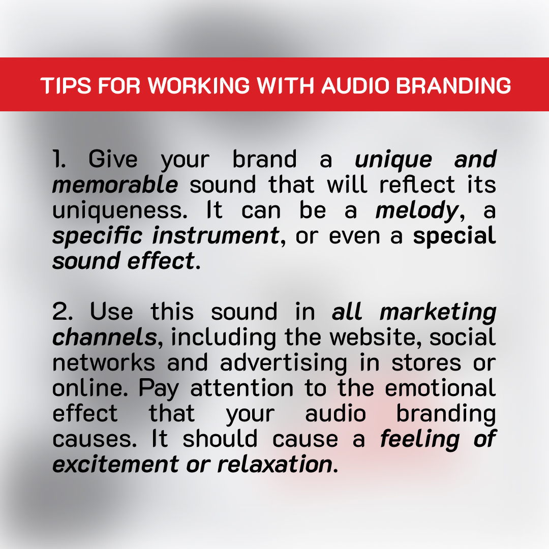 CMCG_USA's tweet image. Audio branding includes musical fragments in ads, catchy melodies, and represents an important aspect of marketing.

We have 4 recommendations when working with audio branding for you. Scroll and read about them.

#soundidentity #audiomarketing #marketingagency #marketingstrategy