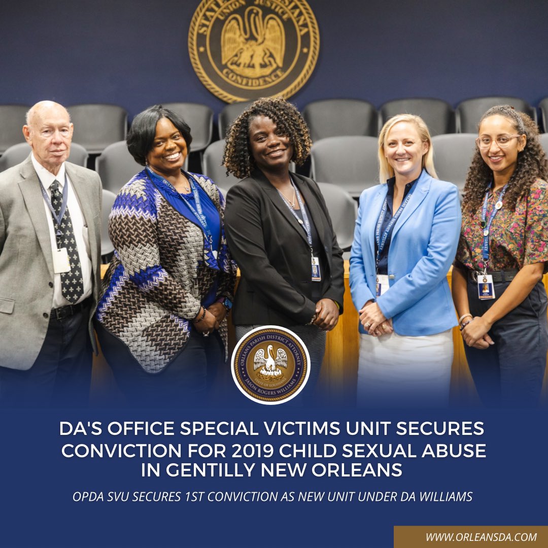 Yesterday, the DA's Office Special Victims Unit secured a conviction of defendant Charles Banks for child sexual abuse committed in Gentilly New Orleans.