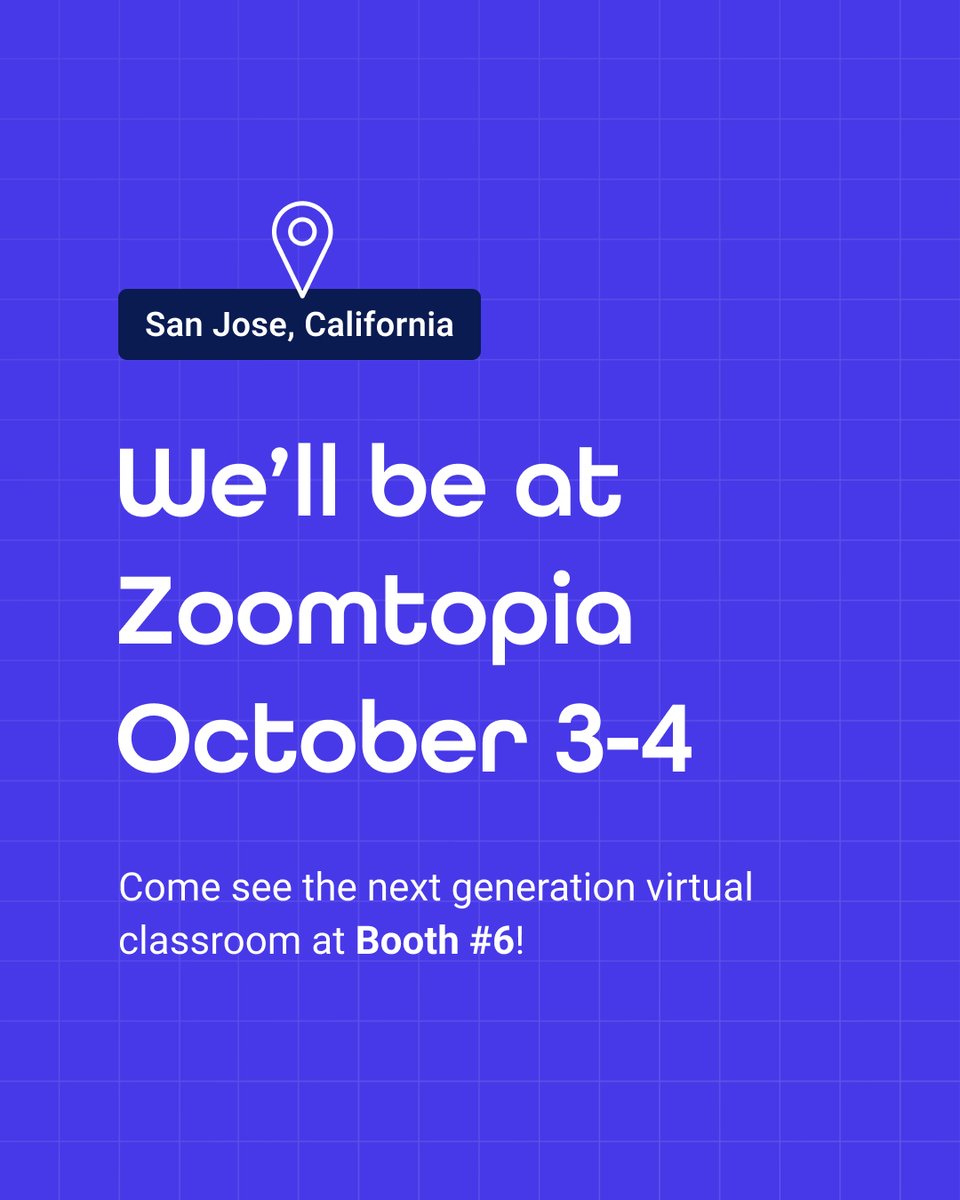 In a few short weeks, we're headed to San Jose for @Zoom's award-winning event, #Zoomtopia! Join us October 3-4 at booth 6 to discover the next generation virtual classroom.