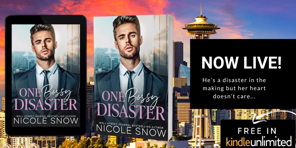 One Bossy Disaster is LIVE! FREE in Kindle Unlimited.
LINK →  amzn.to/45S3vye
Stormy suit. Human porcupine. Impossibly bossy.
He's a disaster in the making but her heart doesn't care...

#nicolesnow #romancebooks #grumpysunshine #enemiestolovers #kindleunlimitedromance