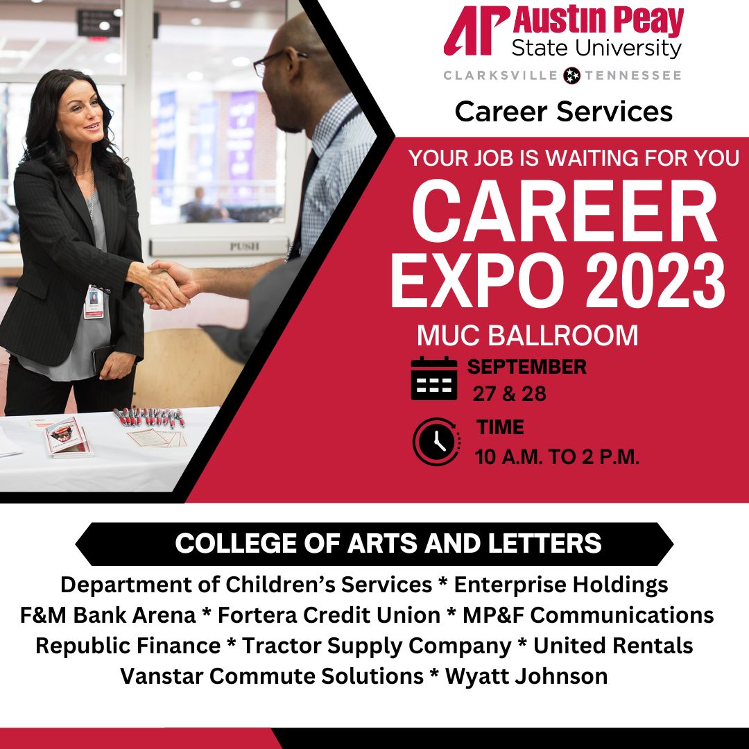 Calling all College of Arts and Letters students! The Fall Career Expo will feature employers who want to offer you an internship or job opportunity! Don't miss the chance to learn about these companies and their available positions. Dress for success, and bring your resume!