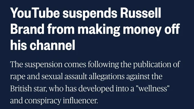 YourAnonNews's tweet photo. We used to respect @rustyrockets (Russell Brand) but he's turned into a right wing grifter pretending to be a Guru that delves into conspiracy theories of stupidity.
He's become the very thing he said he was fighting against. https://t.co/q5fBUb88yG