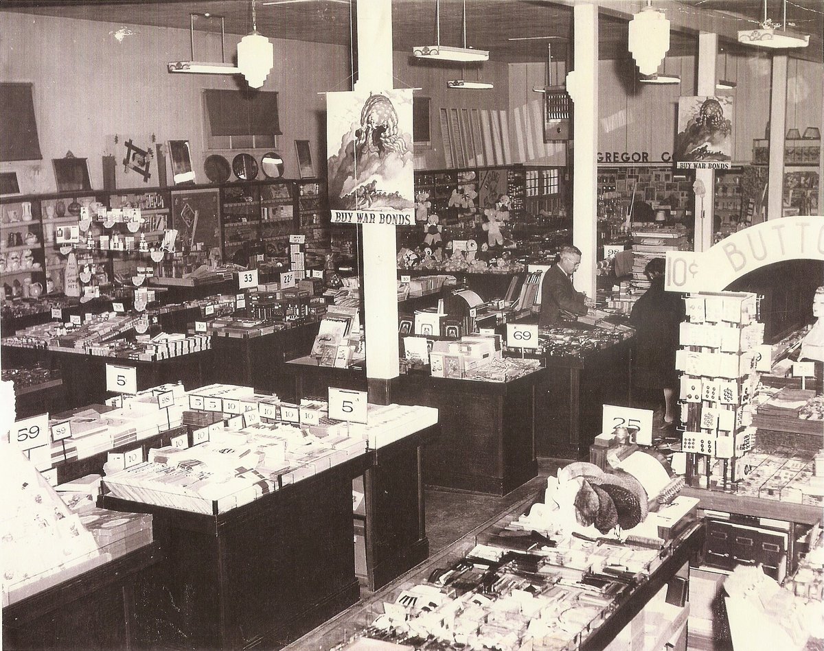 jc_historical's tweet photo. Check out the interior of McGregor's Five &amp; Ten located at the corner of 6th and I Streets. The store was open between 1939 and 1986 but a couple posters in the picture date it to between 1942-43! #History #josephinecounty https://t.co/WsMnsoUr6v
