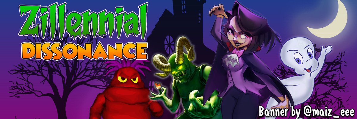 ZDissonance's tweet photo. New channel banner based on the thumbnail for my upcoming Halloween video. The art of my sona as a vampire girl was created by @maiz_eee and adore it so much💖Thank you for making this!! https://t.co/NEHUpQ3CjK
