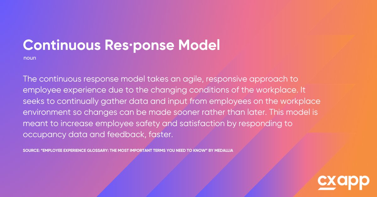 The continuous response model 🔁 is an agile and responsive approach to workplace experience. Implement this model at your company with a workplace experience manager 🙋: hubs.la/Q022LRVW0

#WorkplaceExperienceManager #WX #WXLeader