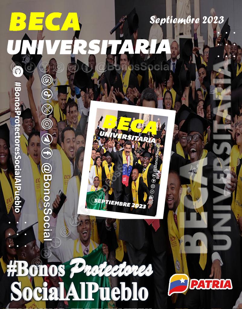 Bonos Protectores Social Al Pueblo (@bonossocial) on Twitter photo 🚨 #AHORA: Inicia la entrega de la #BecaUniversitaria a través del Sistema <a href="/CarnetDLaPatria/">Carnet de la patria</a> enviado por nuestro Pdte. <a href="/NicolasMaduro/">Nicolás Maduro</a>
✅ Monto en Bs. 185,60
<a href="/BonosSocial/">Bonos Protectores Social Al Pueblo</a>
#MaduroEsVictoriaSegura 🚨 #AHORA: Inicia la entrega de la #BecaUniversitaria a través del Sistema <a href="/CarnetDLaPatria/">Carnet de la patria</a> enviado por nuestro Pdte. <a href="/NicolasMaduro/">Nicolás Maduro</a>
✅ Monto en Bs. 185,60
<a href="/BonosSocial/">Bonos Protectores Social Al Pueblo</a>
#MaduroEsVictoriaSegura