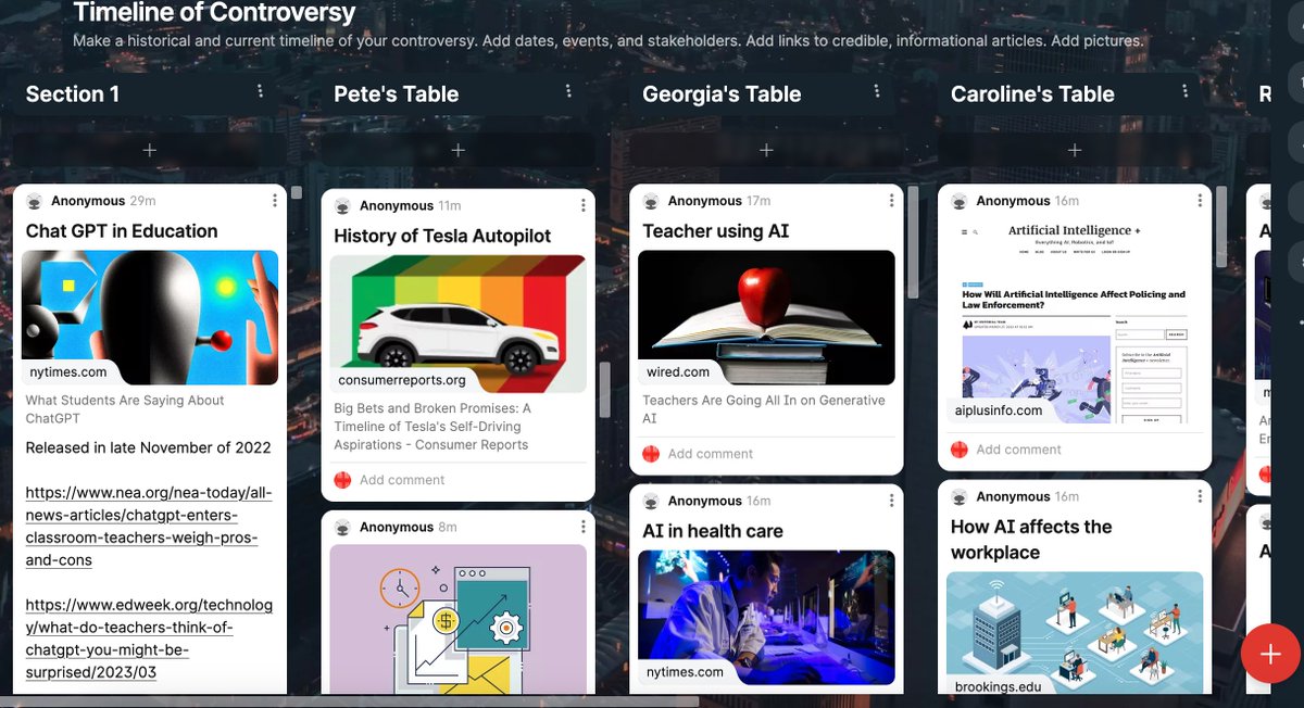DocBolenELA's tweet photo. @TexasOnRamps students use @padlet to crowd-source a timeline of informational sources on artificial intelligence. https://t.co/npnIcrXGnz