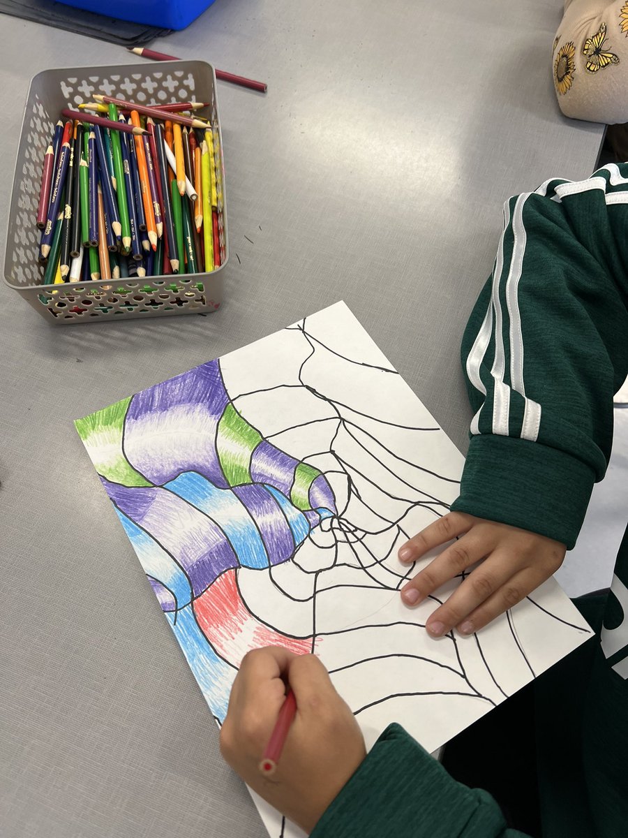 CanfieldsART_Rm's tweet photo. Lots of fun art projects happening at SCES! Our 4th graders are completing their Op Art unit based on lines &amp; value, focusing on M.C. Escher. Our 1st grade students are wrapping up their grumpy Paul Klee cats with shapes. Great week in the art room! @steeplechaseel @Boone_County https://t.co/qGSw0bXZTy
