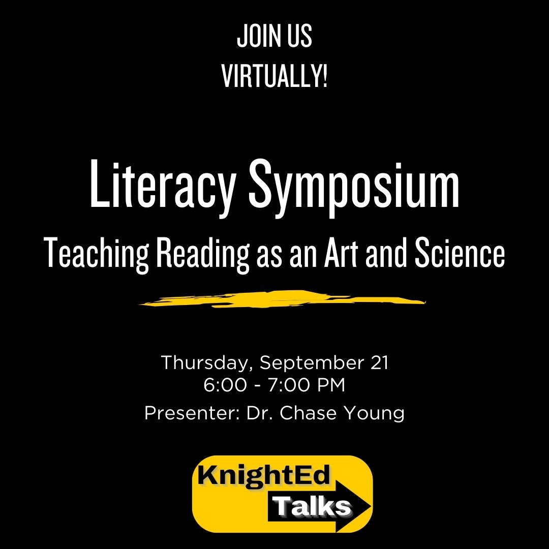 This Thursday at 6 PM, Dr. Chase Young will present on teaching reading as an art and science. Learn more about engaging students in artful and authentic instruction! Register for ✨FREE✨ here ➡️ tinyurl.com/d24dm4z6 #KnightEd #LiteracySymposium <a href="/UCFCCIE/">UCFCCIE</a> <a href="/UCFTeacherEd/">UCF School of Teacher Education</a>