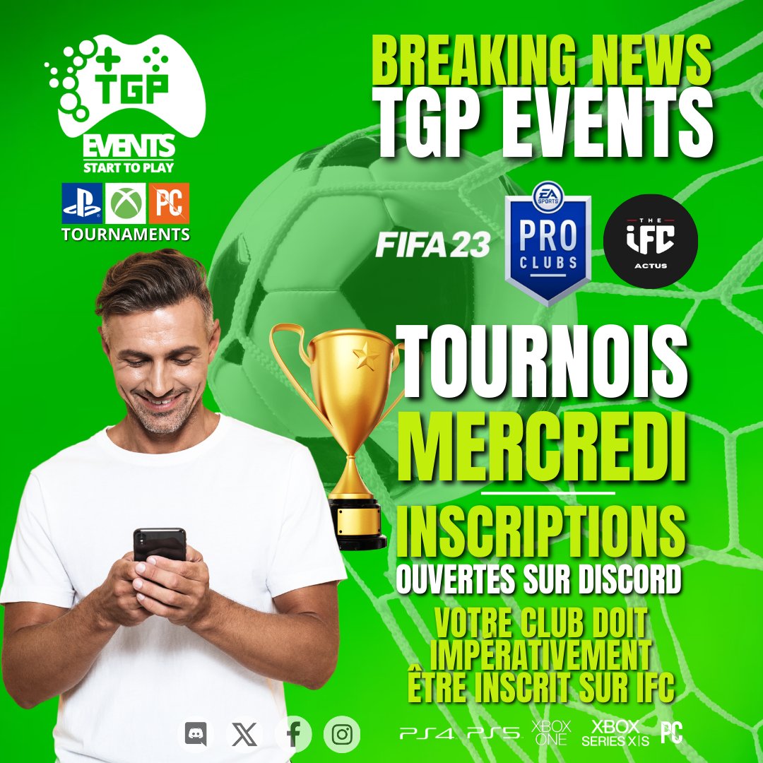 🚨🚨INFO STAFF🚨🚨
INSCRIPTIONS OUVERTES !
Pour le tournoi de demain soir 😉
#EAFC24 #FCCLUBS
#CROSSPLAY #CULTURECLUPRO 
DISCORD TGPEVENTS TOURNAMENTS 👇👇
discord.gg/h6P9gvQBDC