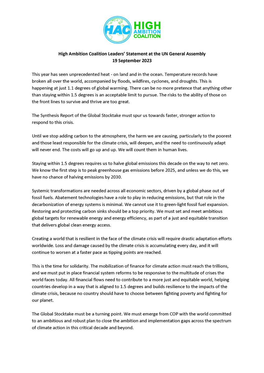 High Ambition Coalition tweet media