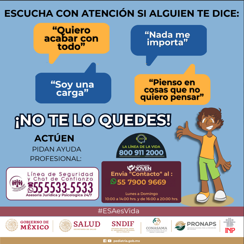 SEP_mx's tweet photo. La prevención del suicidio es un compromiso colectivo de construir un mundo donde todos puedan vivir una vida plena.

¡No estás sol@!

Comunícate a la Línea de Seguridad:
☎️55-5533-5533
#ESAesVida https://t.co/C7jHG2xEVT