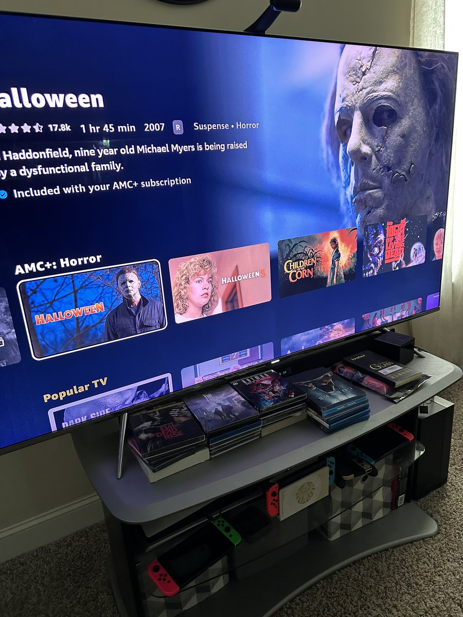 CodyLeachYT's tweet photo. I love how Prime Video has a thumbnail with the 1978 logo next to the 2018 Michael and it’s for the 2007 Rob Zombie remake. #Hallowception https://t.co/r3ka8nYtEe