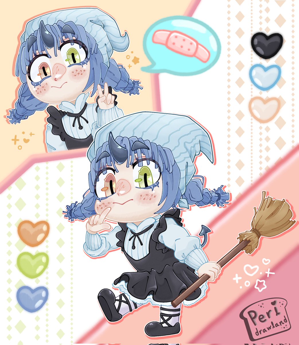 Upbeat Demon Maid 💙😈🧹
•.°·ﾟ⁠+.·♡*⁠.°•★｡·°•
This is my part of the arttrade with the wonderful <a href="/May_ku17/">M A Y - K U</a> !  🎀✨
Sabrina was super cute to draw!! And I loved adding the extra panel of her, I've wanted to try that for a while (*non)⭐✏️
#arttwt #Chibi #draw #animegirl