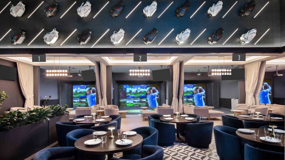 FOS's tweet photo. Tiger Woods and Justin Timberlake are launching a new upscale sports bar &amp; restaurant — ‘T Squared Social’. 

• Bowling alley
• 200-inch TV
• Full Swing simulators
• 22,000 sq. ft, entire city block

The first location opens in NYC on Wednesday. https://t.co/tjOAHUIddI