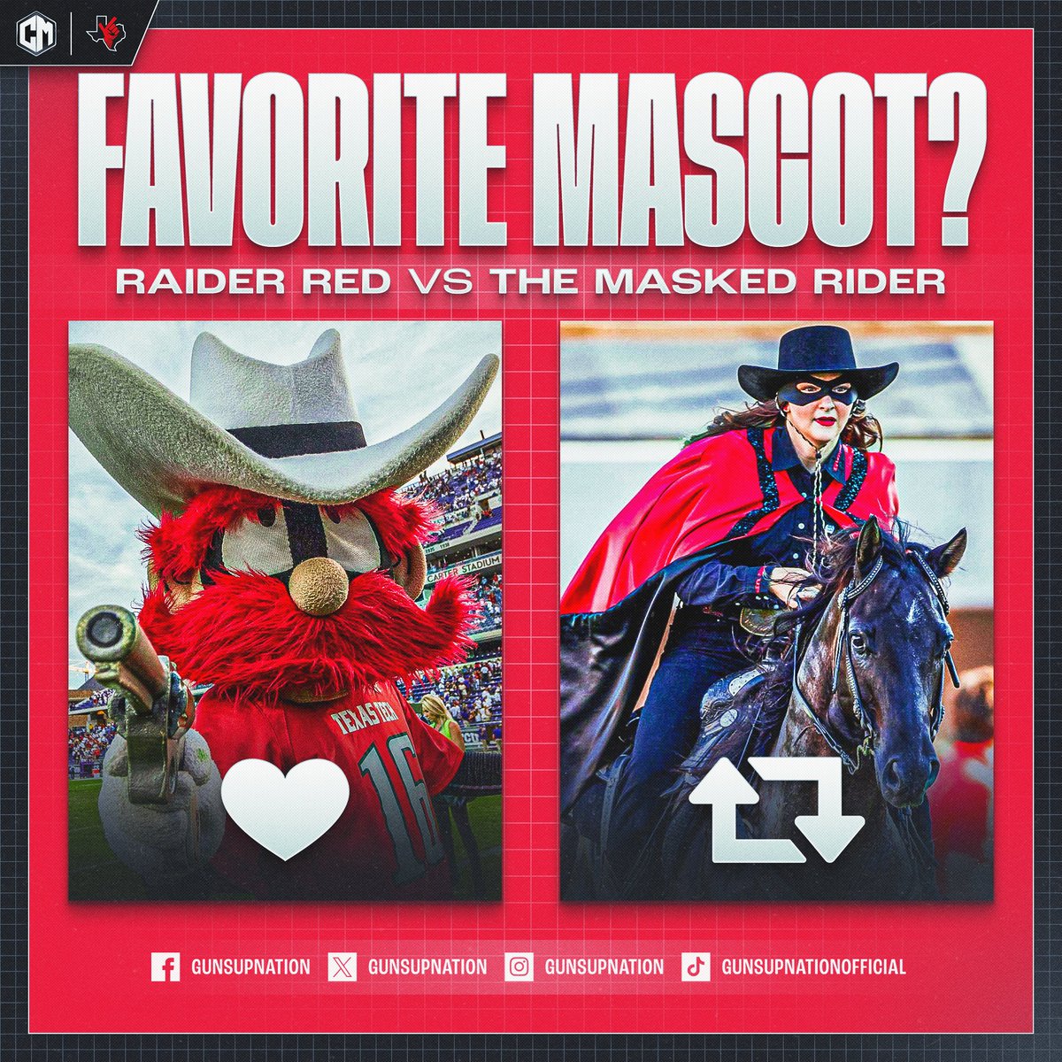gunsupnation's tweet photo. We love them both very much, BUT 𝘄𝗵𝗶𝗰𝗵 𝗼𝗻𝗲 𝗶𝘀 𝘆𝗼𝘂𝗿 𝗳𝗮𝘃𝗼𝗿𝗶𝘁𝗲? ⤵️
❤️ @TTURaiderRed / @ttu_maskedrider 🔄 https://t.co/SXNknBuIYm