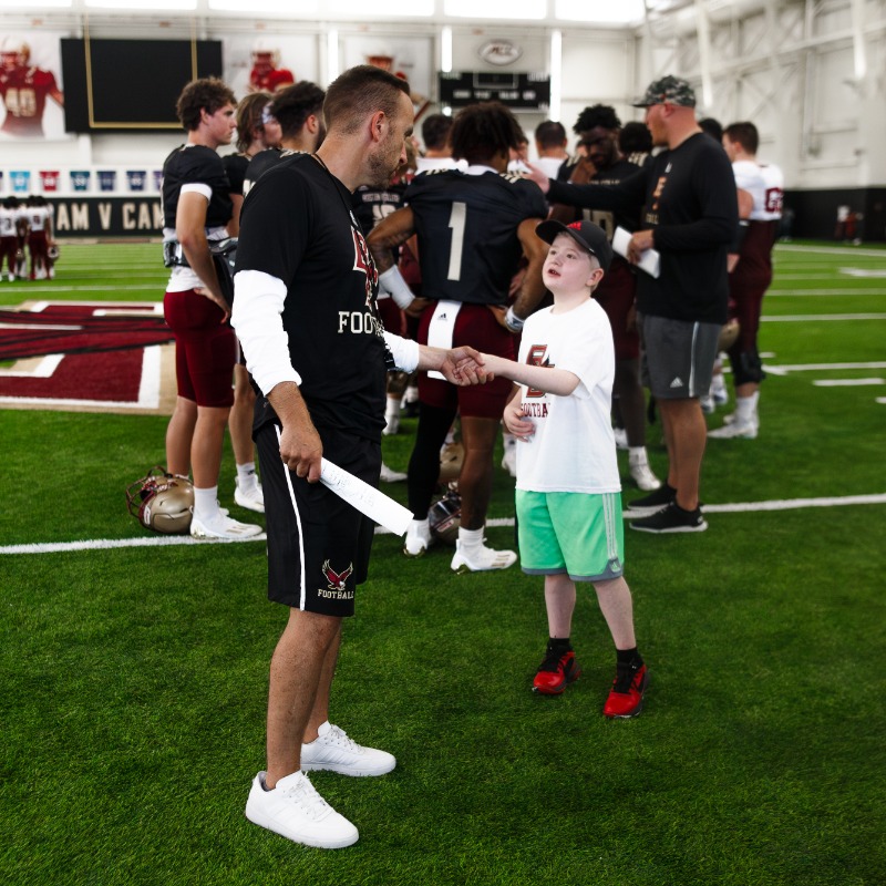 BCFootball's tweet photo. On behalf of the entire BC Football community, we are excited to announce the signing of our newest Eagle, 12-year-old Nicholas Palamidis through @goteamimpact 🦅