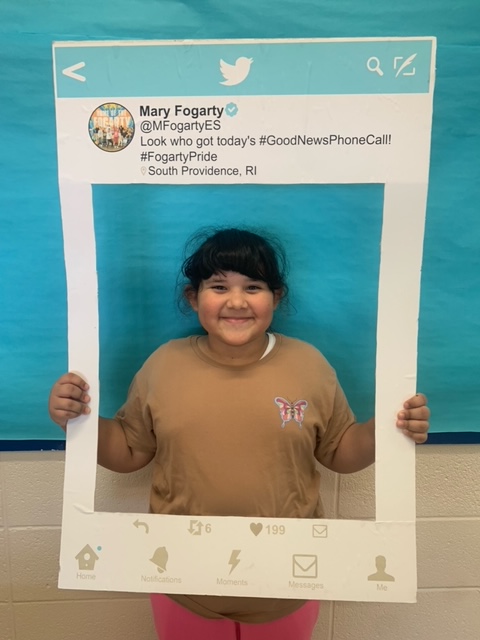 Good News Phone Call Alert! Aylin was nominated by her teacher because she is kind and always ready to learn. She is a good listener and follows directions with a smile! Way to go Aylin!
#fogartypride #goodnewsphonecall
<a href="/CMonterecy/">Courtney Monterecy</a> <a href="/ElementaryZone/">PPSD Elementary Zone</a> <a href="/pvdschools/">Providence Public Schools</a>