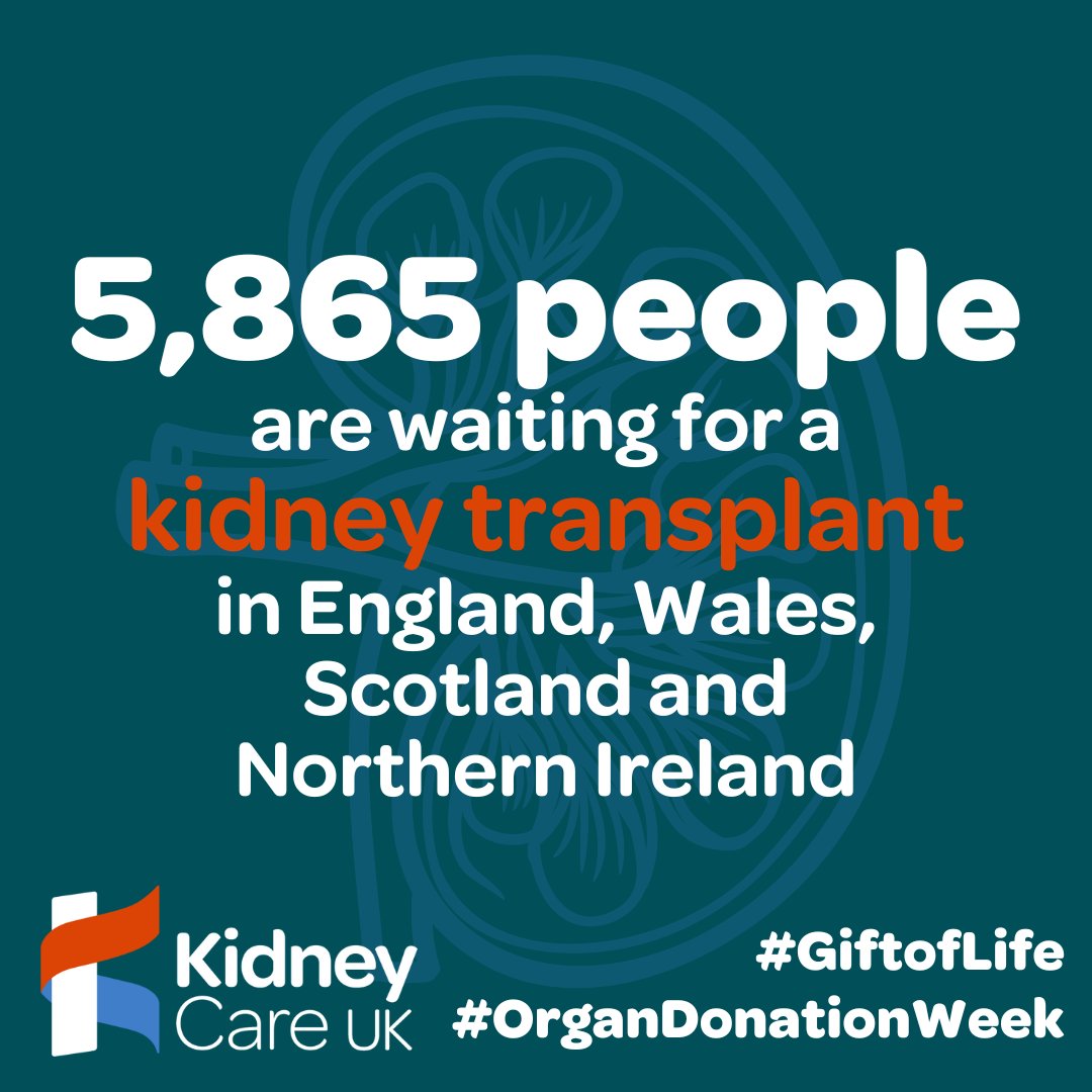 💛 It's day two of #OrganDonationWeek - and did you know that there are 5,865 people currently waiting for a kidney transplant in the UK? 

📖 You can read about donating a kidney by clicking here: kidneycareuk.org/about-kidney-h…