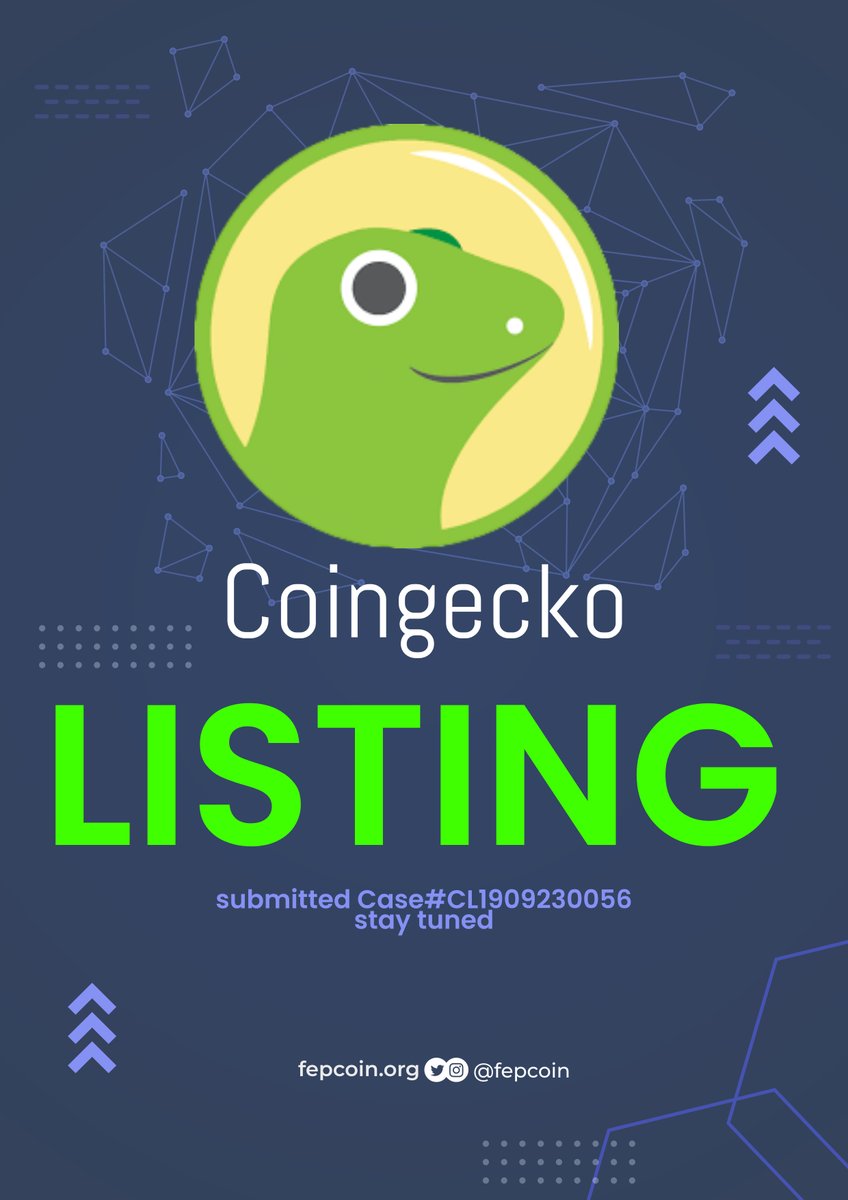 Exciting news! 🚀 FEPCOIN is about to make its debut on Coingecko! 📈 Stay tuned for the latest updates and join us on this journey to revolutionize the world of blockchain and finance. 🌐💱 #FEPCOIN #CoingeckoListing #BlockchainRevolution #CryptoNews
