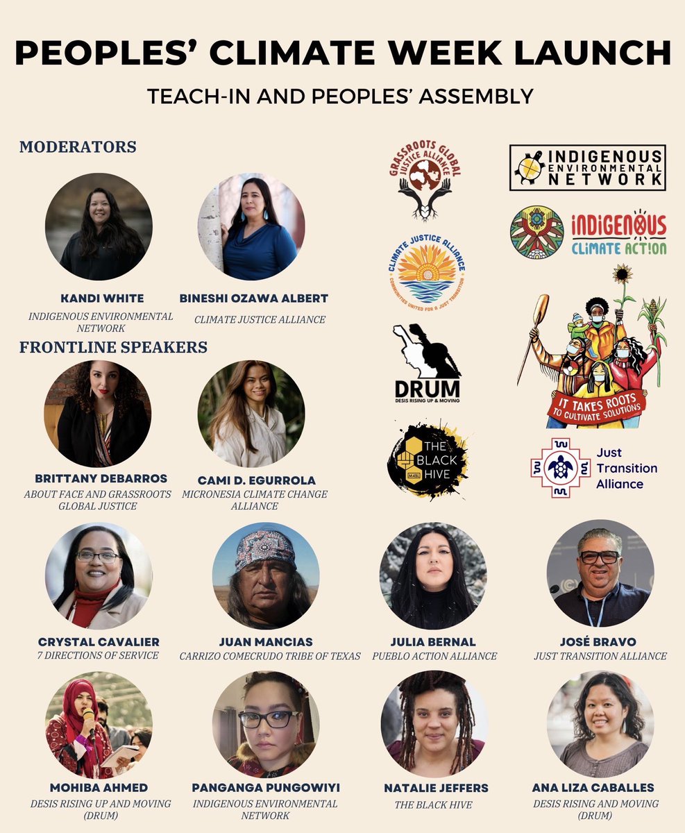 ggjalliance's tweet photo. Join today at 4pm ET to hear from frontline leaders building movements
to advance a Peoples’ Agenda of real alternatives as we also intervene and disrupt the promotion of false solutions to climate change. #ClimateWeekNYC #PeoplesClimateWeek

Register: https://t.co/kZdUeMyqPZ https://t.co/SU4bPxUl4c