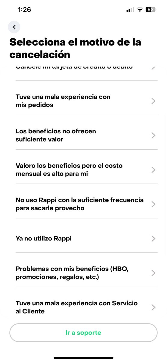 e_tepepa's tweet photo. @RappiMexico no se puede dar click al motivo de cancelación y el bot de soporte tampoco es de ayuda. 🙈 https://t.co/s1pl2ARVm0