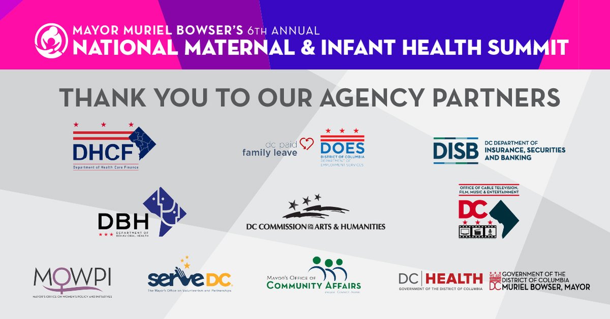 Team work makes the dream work, and we could not have had this summit without our amazing District agency partners! Thank you for your support of @MayorBowser’s 6th Annual Maternal & Infant Health Summit!