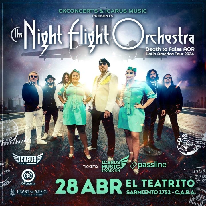 THE FLIGHT ORCHESTRA (<a href="/NFO_Official/">The Night Flight Orchestra</a> ) llega al <a href="/TeatritoOficial/">El Teatrito 🎭</a> 🎭 para el 28 de abril de 2024.

El capitán Björn Strid y su tripulación te hará deleitar con su particular sonido: guitarras hardrockeras, AOR y pop #70s como solo ellos pueden hacerlo!

🎟️
passline.com/eventos/the-ni…