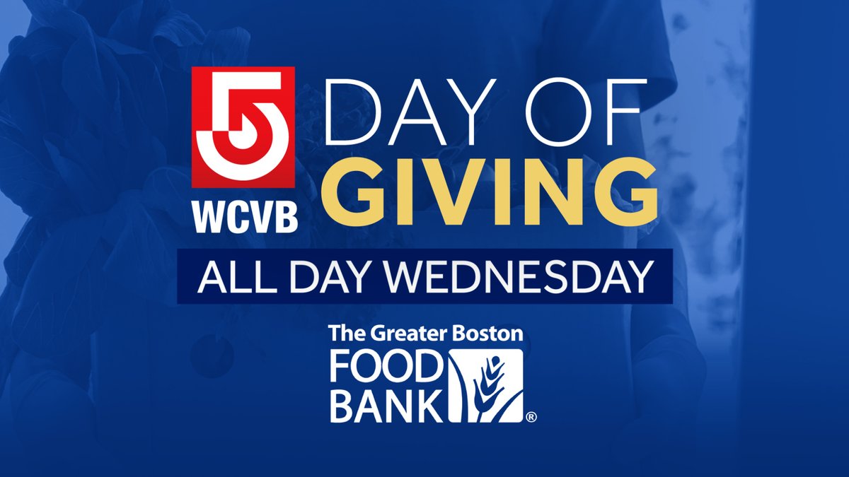 Tune in to #WCVB's annual DAY OF GIVING all day TODAY to benefit @Gr8BosFoodBank! Food insecurity affects so many in MA, and you can help feed those in need. Donate by calling 781-433-4009, texting HUNGER to 20222, or visiting wcvb.com/GBFB.  #EndHungerHere #5Community