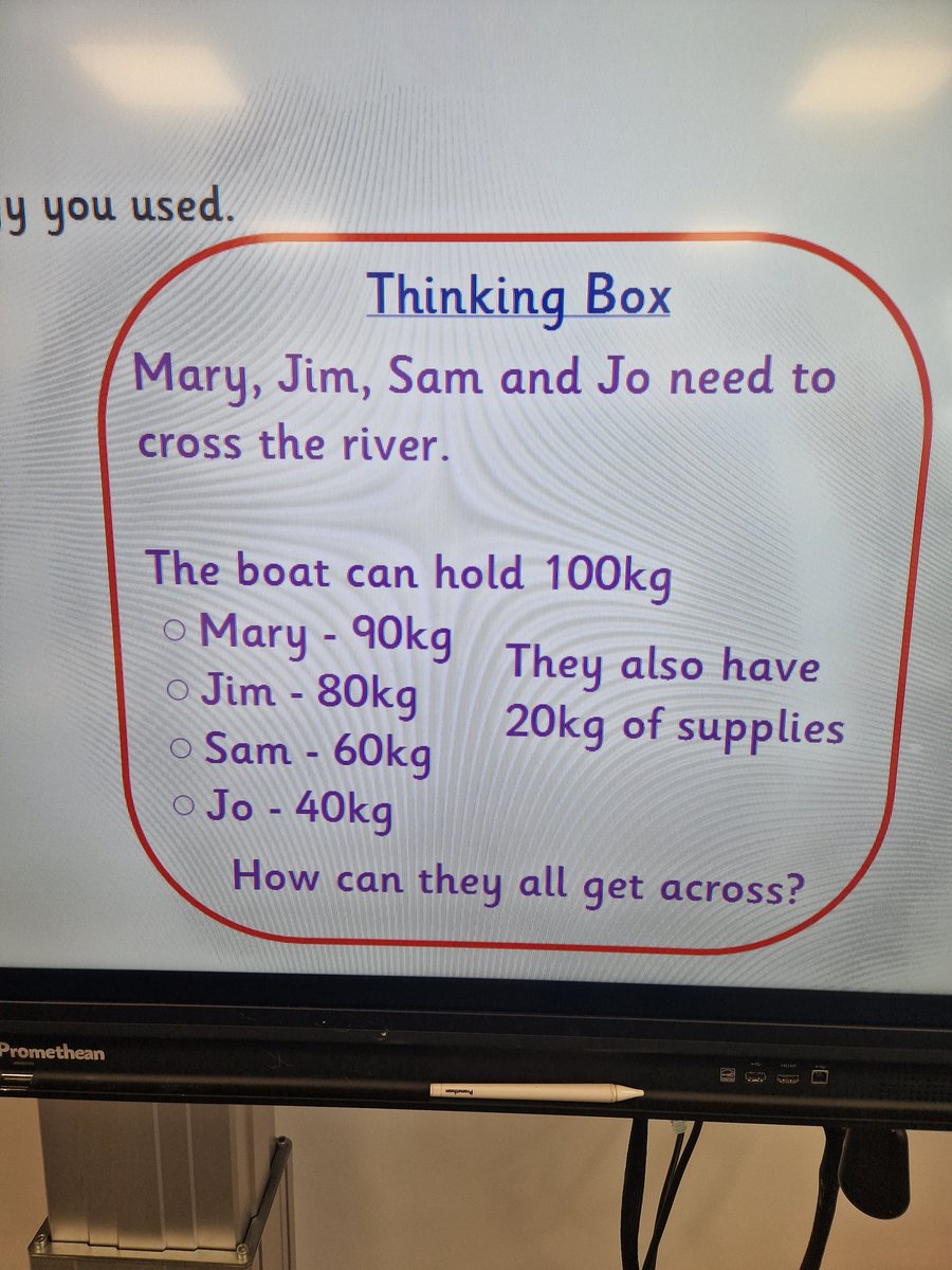 MrsClarkeStNins's tweet image. Lots of debate in P7 today over how we could get everyone across the river 💭🤔 #logicalthinking #problemsolving