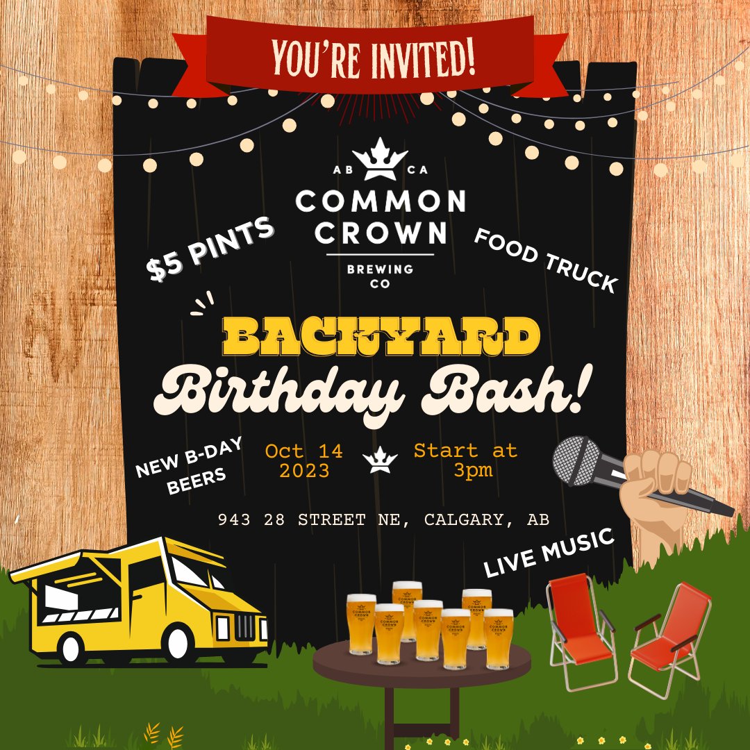 We’re turning 7 this year!! Come celebrate with us on Saturday, October 14th for a Backyard Birthday Bash! 🎉

$5 pints, live music, food truck, giveaways and NEW limited edition birthday beers! We’re looking forward to celebrating with you 🍻🎉