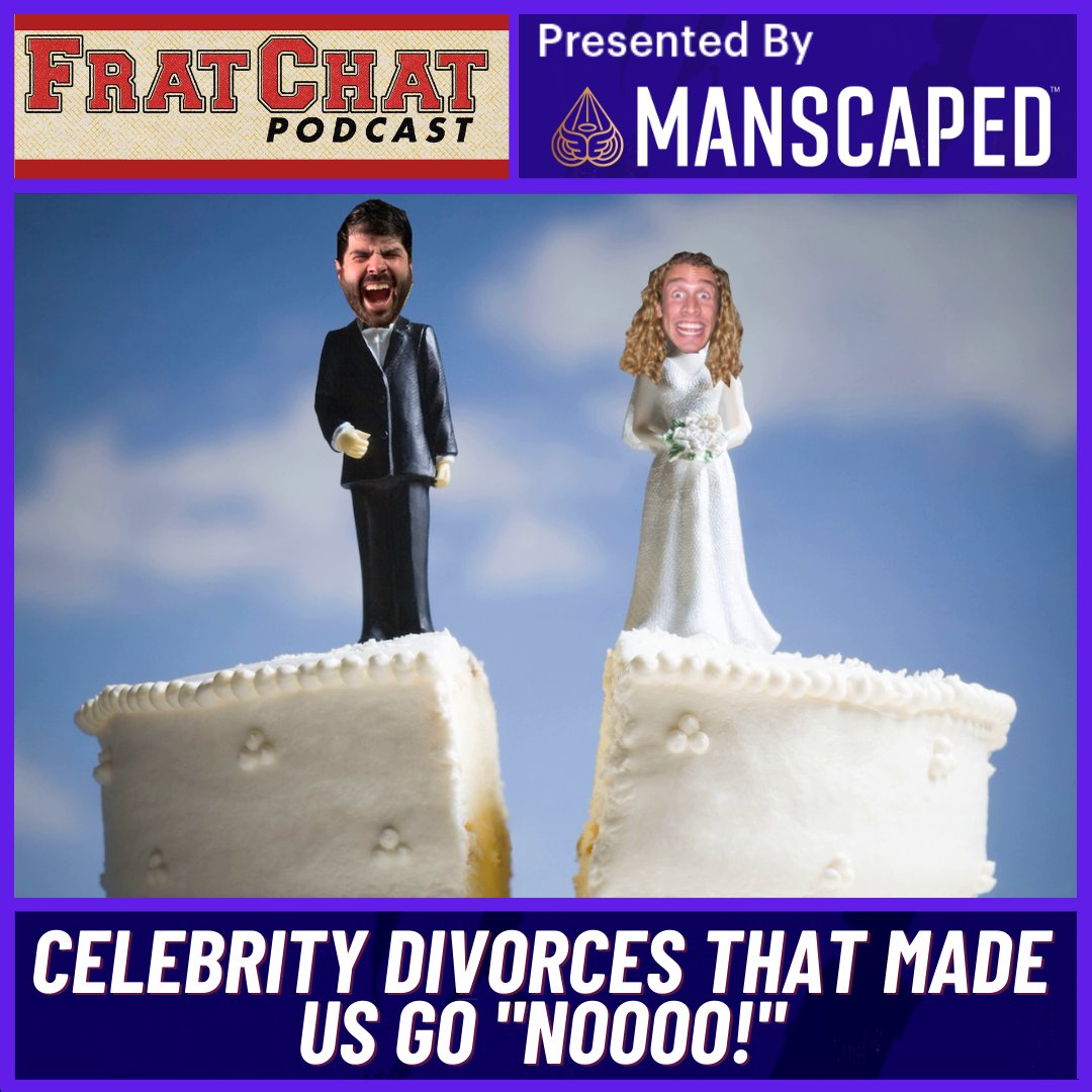 NEW Epsiode alert! The guys  talk about Celeb Divorces that made them go "NOOO!" 

PLUS! A crazy story about an American woman with a gross health habit, and MORE!

Listen on your favorite pod provider, on bleav.com/shows/fratchat. Or watch via youtube.com/@fratchatpodca…