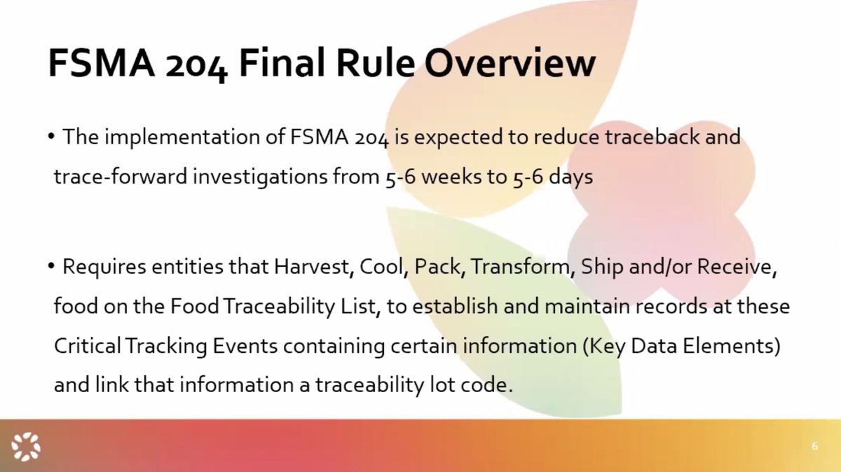 NewEraPartners's tweet photo. Andy Kennedy participated in today's IFPA webinar on FSMA 204 best practices. Panelists discussed the importance of not only storing and sharing data, but also monitoring and recording how you do this so you can describe the level of confidence you have in your records. https://t.co/b73J4rupm8