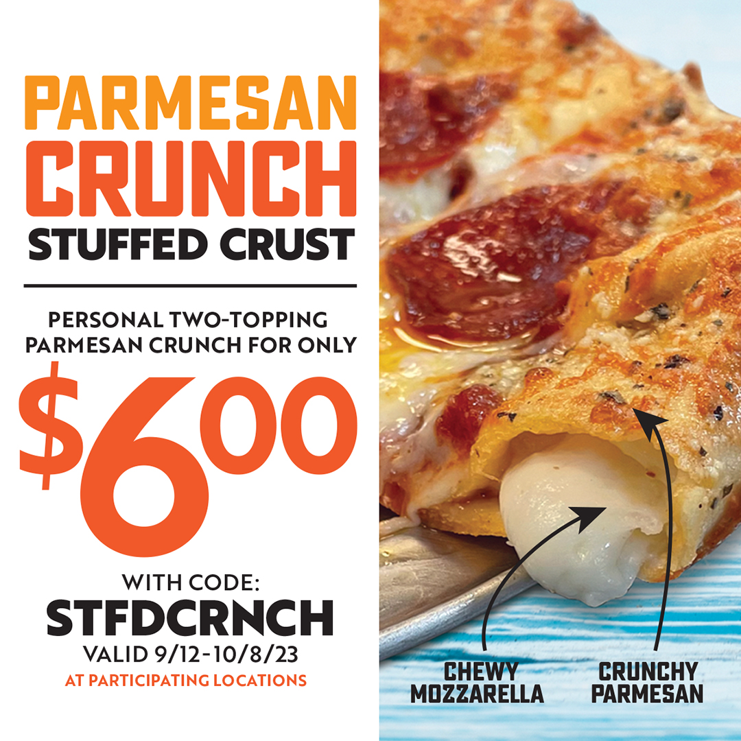 🎈 Deal Alert 🎈 Get a 2-topping Parmesan Crunch Stuffed Crust personal pizza for only $6 when you use code "STFDCRNCH" at check out! 🧀🍕 Order in-store and online at order.thanx.com/piefivepizza.  Pro Tip:   Get it with a side of our Magic Butter or Garlic Butter sauces!