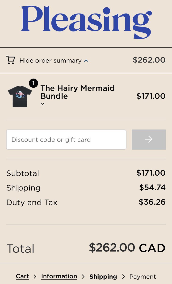 stellaellaohlaa's tweet image. this is a joke right? I had zero intention of actually purchasing anything, but the shipping and duties is insane!! an extra $90 to ship to Canada??? I don’t know if it’s our postal system but I need someone to help me understand why it’s so ridiculous. #pleasing #butnotreally