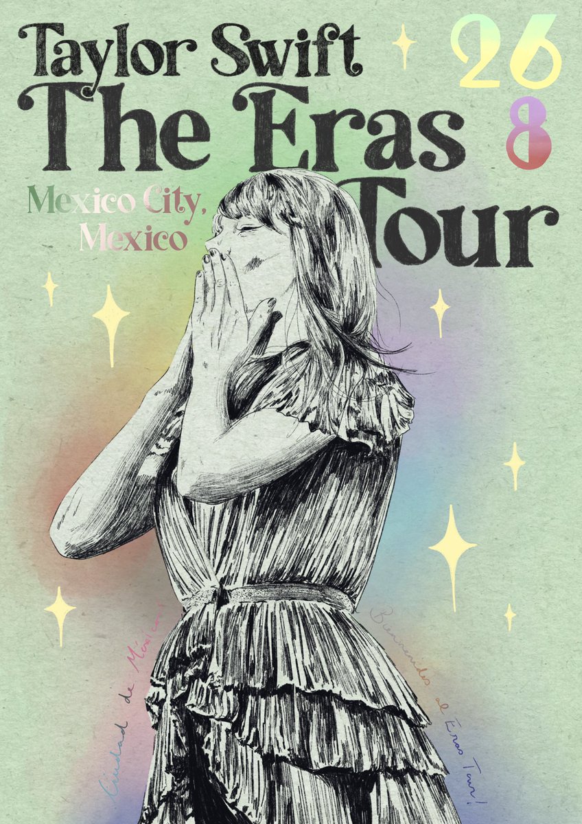 intheweeeds's tweet photo. oh heyyyyyy mexico! 

i was so excited to create these special posters for you the moment I saw taylor blowing you this kiss, it was just so totally precious 💚🤍❤️ https://t.co/cs0j5vOdC9