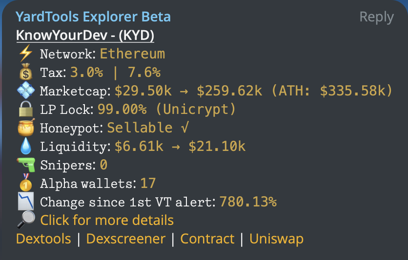 xenothales's tweet photo. $KYD: Know Your Dev
MCap: $250K

> been stuck in range since my post ystrday
> potential breakout rn
> a bot that reveals a project's dev/background
> working product
> I'm speaking with dev, he's based

Bot: https://t.co/zz1RFzeg7T
Chart:https://t.co/97Umq3vX1U
CA: 0xD05292be8733C1b189820d042C9E2c3fBABb6966
Website: https://t.co/x7706jE37S
Telegram: https://t.co/tXIkC2vJGO
Twitter: https://t.co/leJZkbxcQ2