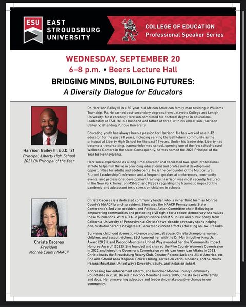 ESUCollegeofEd's tweet image. Don't  miss Wednesday night's kickoff speaker panel on Diversity in the Field  of Education hosted by Kappa Delta Pi, CEC, and Student PSEA. Practicing  educators are welcome and will receive Act 48 hours for attending. #educatorprep #blackteachersmatter #centerblacked