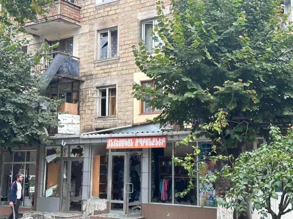 Azerbaijani military targeted civilians and residential areas in Artsakh. 

This is the capital, Stepanakert.