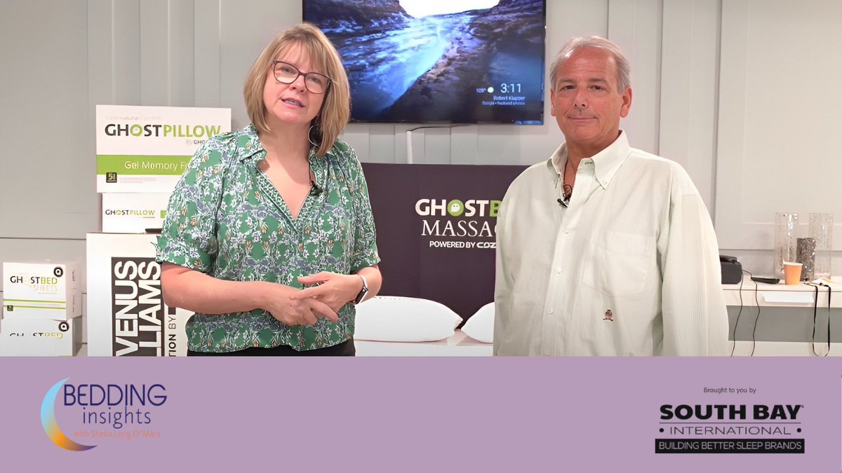 BEDDING INSIGHTS: @theghostbed EVP Alan Hirschhorn talks about the company’s innovative promotion for its new GhostBed Massage Bed powered by Cozzia. And see why editor Sheila Long O’Mara needs a heads up. WATCH NOW: bit.ly/46GSikS Video series by #SouthBayInternational