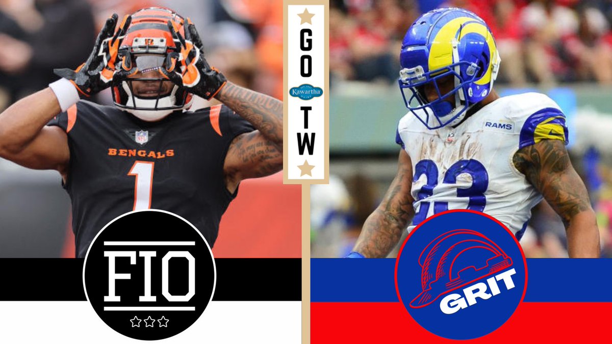 TheRadLeague's tweet photo. WEEK 3 @kawarthadairy #GOTW: Winless @FigureItOut_TRL (0-2) will look to get some MNF magic from his Bengals against a new-look (but banged up) @EatMyGrit (1-1). 🔥 Get your 🍿 ready. https://t.co/No9vIIHklc