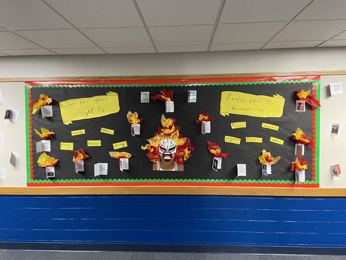 mswesselcreates's tweet photo. Loving our specials bulletin board for Hispanic Heritage Month! “lucha por tu derecho a dibujar, leer, codificar, cantar, y jugar!” #wle #wearewayne #HispanicHeritage #HispanicHeritageMonth2023 @wle_elem1955 @WayneTwpSchools https://t.co/booslqGTuR