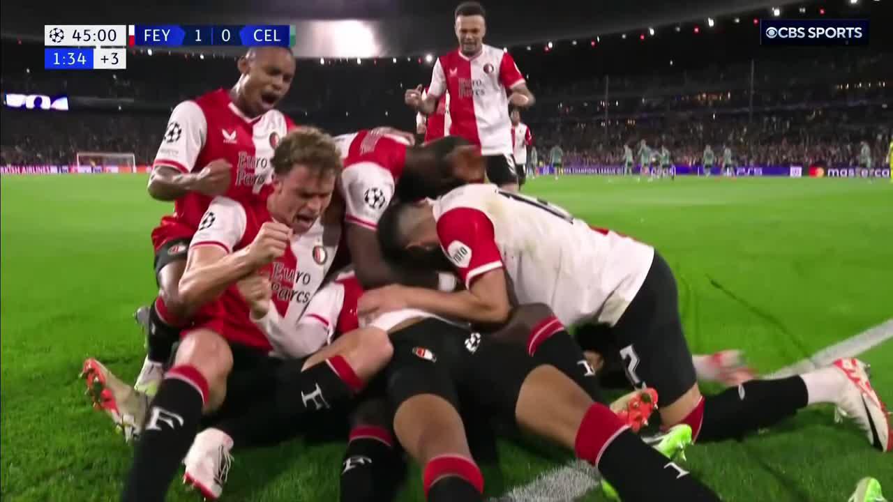 CALVIN STENGS! WHAT A WAY TO SCORE FEYENOORD'S FIRST #UCL GOAL IN 6 YEARS 🔥