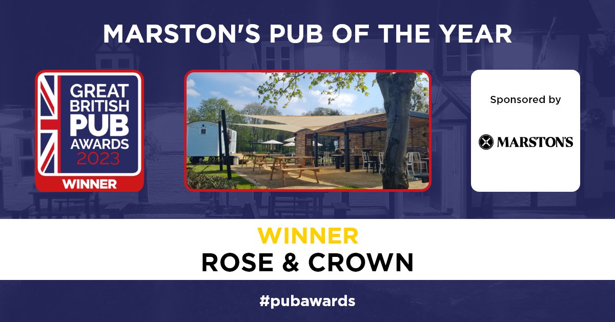 Number one in the @MarstonsPLC Pub of the Year category is… Rose & Crown! #PubAwards