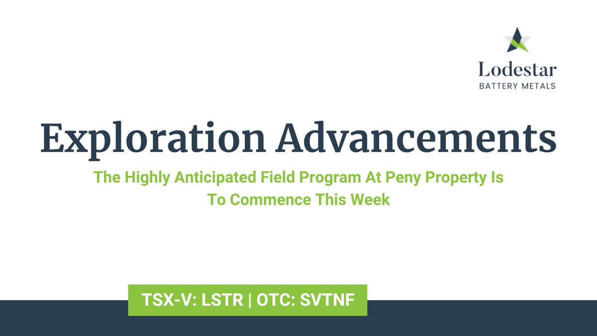The highly anticipated field program at the Peny Property commenced last week, with crews focusing on priority hyperspectral, radiometric &amp; magnetic anomalies identified in Phase 1.

For our full fieldwork update: lodestarbatterymetals.ca/news/lodestar-…

$LSTR $SVTNF
#Silver #Copper #Exploration